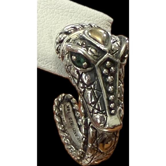 JOHN HARDY Jai Naga Dragon Hoop Earrings | 925 14K accent | Green Gemstone Eyes - Picture 4 of 10